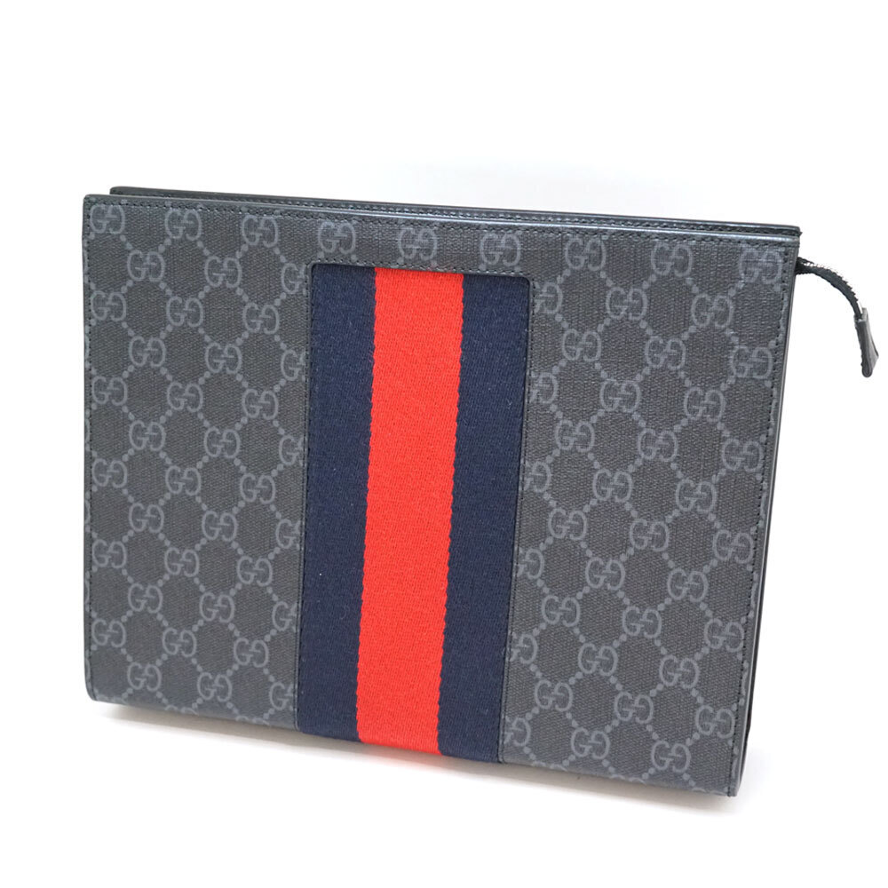 GUCCI GG Supreme Clutch Bag Black Sherry Red Navy Blue Shoulder